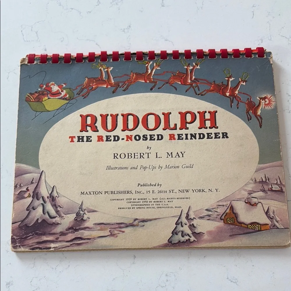 Vintage Rudolph the Red-Nosed Reindeer Spiral Book - Picture 1 of 6